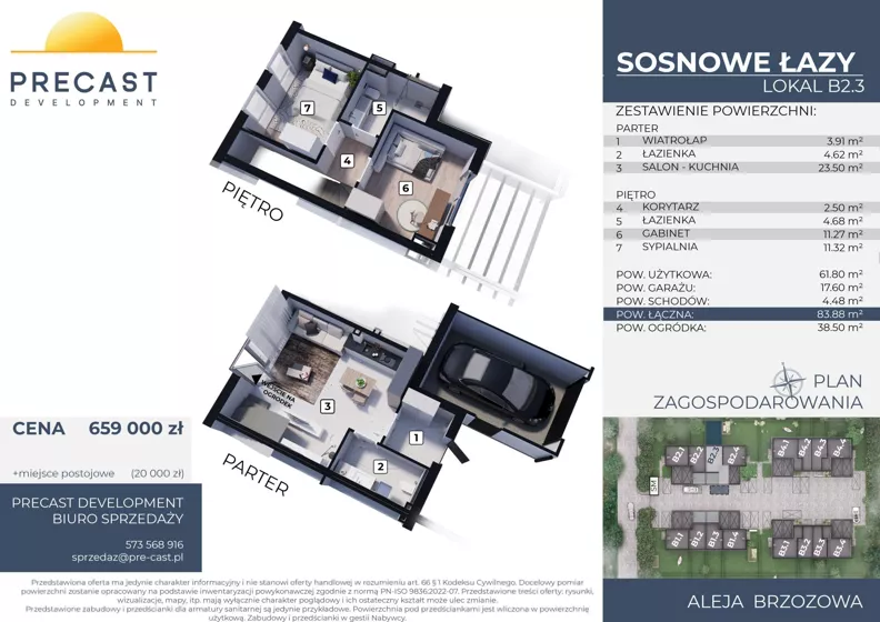 Dom 61,80 m², oferta nr B2.3, Osiedle Sosnowe Łazy, Łazy, ul Cicha