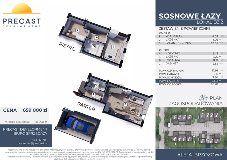 Dom 61,66 m², oferta nr B3.2, Osiedle Sosnowe Łazy, Łazy, ul Cicha