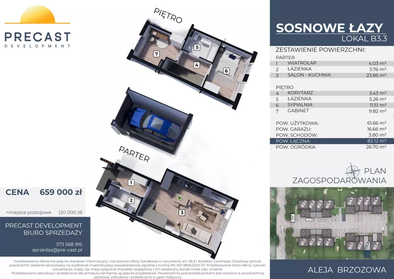 Dom 61,66 m², oferta nr B3.3, Osiedle Sosnowe Łazy, Łazy, ul Cicha