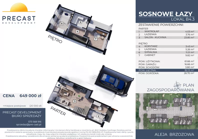 Dom 61,66 m², oferta nr B4.3, Osiedle Sosnowe Łazy, Łazy, ul Cicha