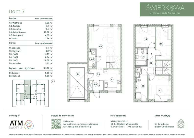 Dom 109,78 m², oferta nr 3.13 lok. 2, Świerkowa, Bielany Wrocławskie, ul. Świerkowa