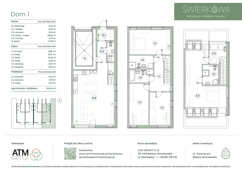 Dom 184,44 m², oferta nr 4.5 lok.1, Świerkowa, Bielany Wrocławskie, ul. Świerkowa