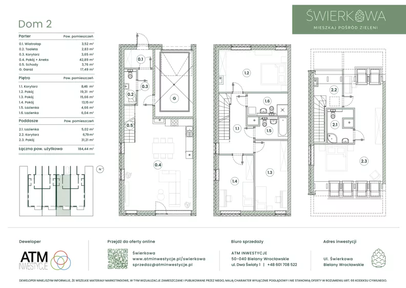 Dom 184,44 m², oferta nr 4.5 lok.2, Świerkowa, Bielany Wrocławskie, ul. Świerkowa