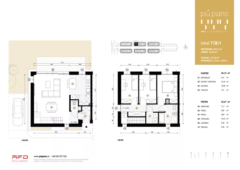 Dom 89,41 m², oferta nr 71B/1, Piu Piano, Iwiny, Franza Petera Schuberta 71