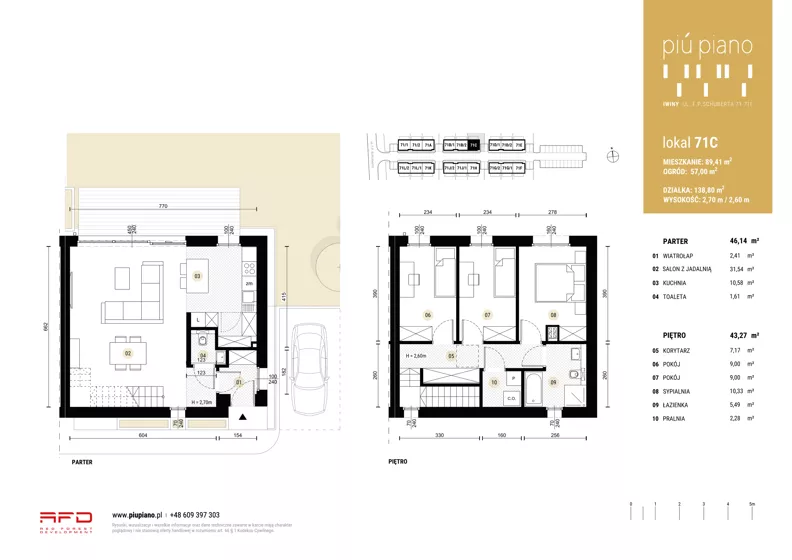 Dom 89,41 m², oferta nr 71C, Piu Piano, Iwiny, Franza Petera Schuberta 71