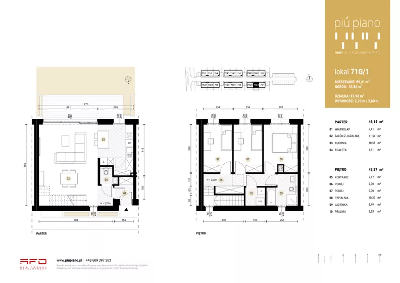 Dom 89,41 m², oferta nr 71G/1, Piu Piano, Iwiny, Franza Petera Schuberta 71