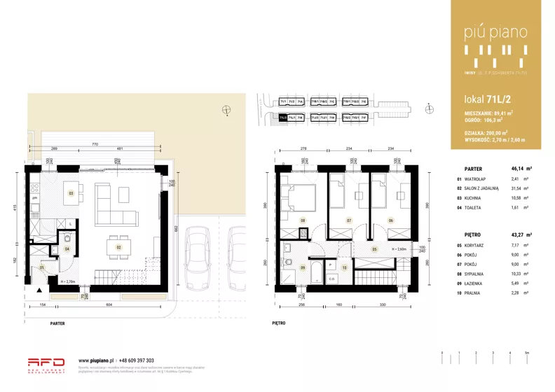 Dom 89,41 m², oferta nr 71L/2, Piu Piano, Iwiny, Franza Petera Schuberta 71