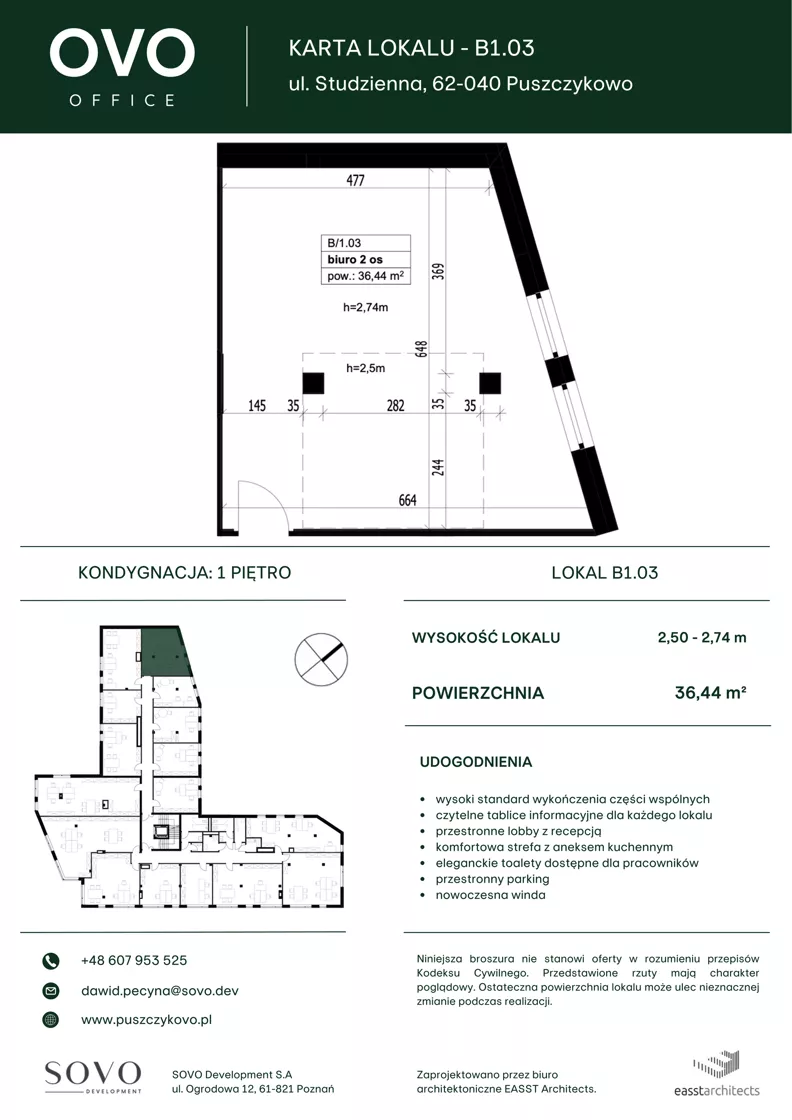 Biuro 36,44 m², oferta nr B/1/03, OVO Office, Puszczykowo, ul. Studzienna