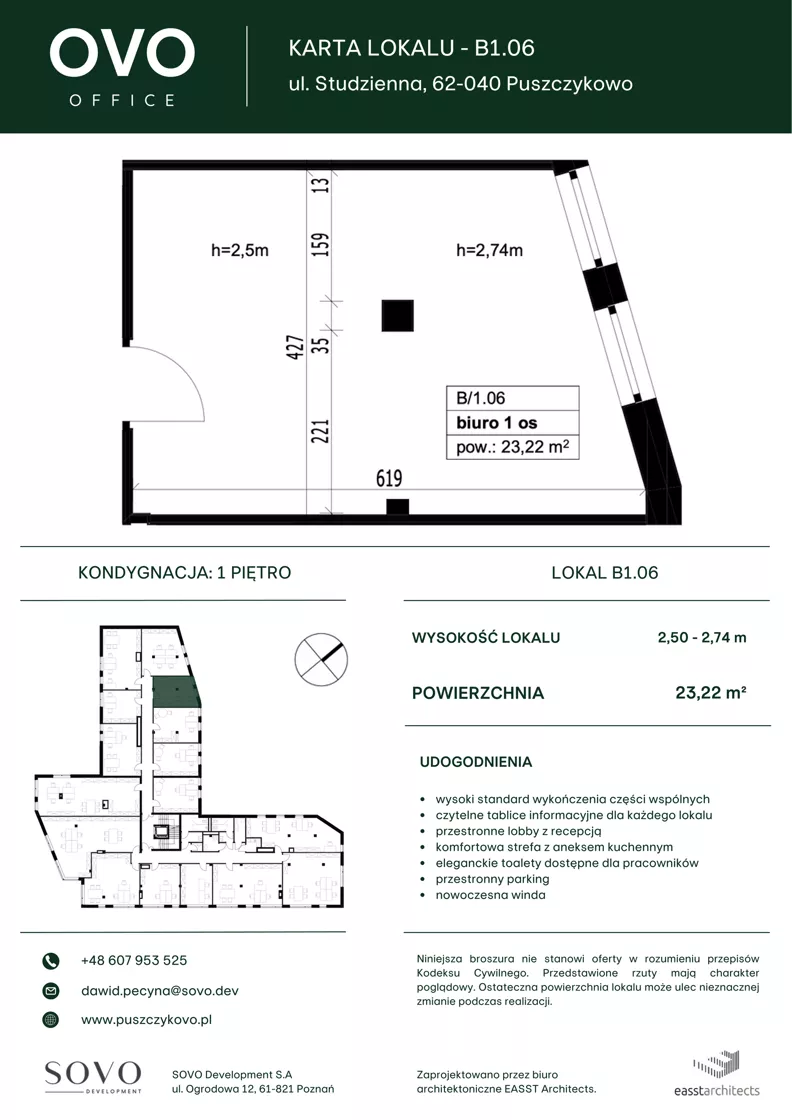 Biuro 23,22 m², oferta nr B/1/06, OVO Office, Puszczykowo, ul. Studzienna