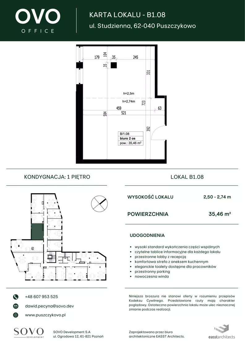 Biuro 35,46 m², oferta nr B/1/08, OVO Office, Puszczykowo, ul. Studzienna