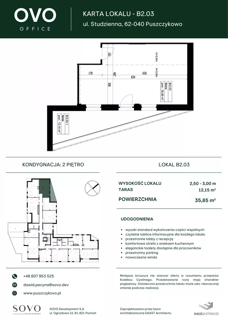 Biuro 35,85 m², oferta nr B/2/03, OVO Office, Puszczykowo, ul. Studzienna