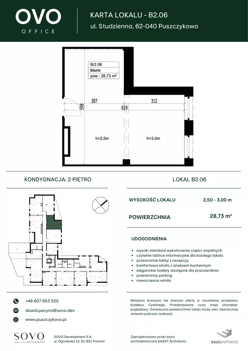 Biuro 28,73 m², oferta nr B/2/06, OVO Office, Puszczykowo, ul. Studzienna