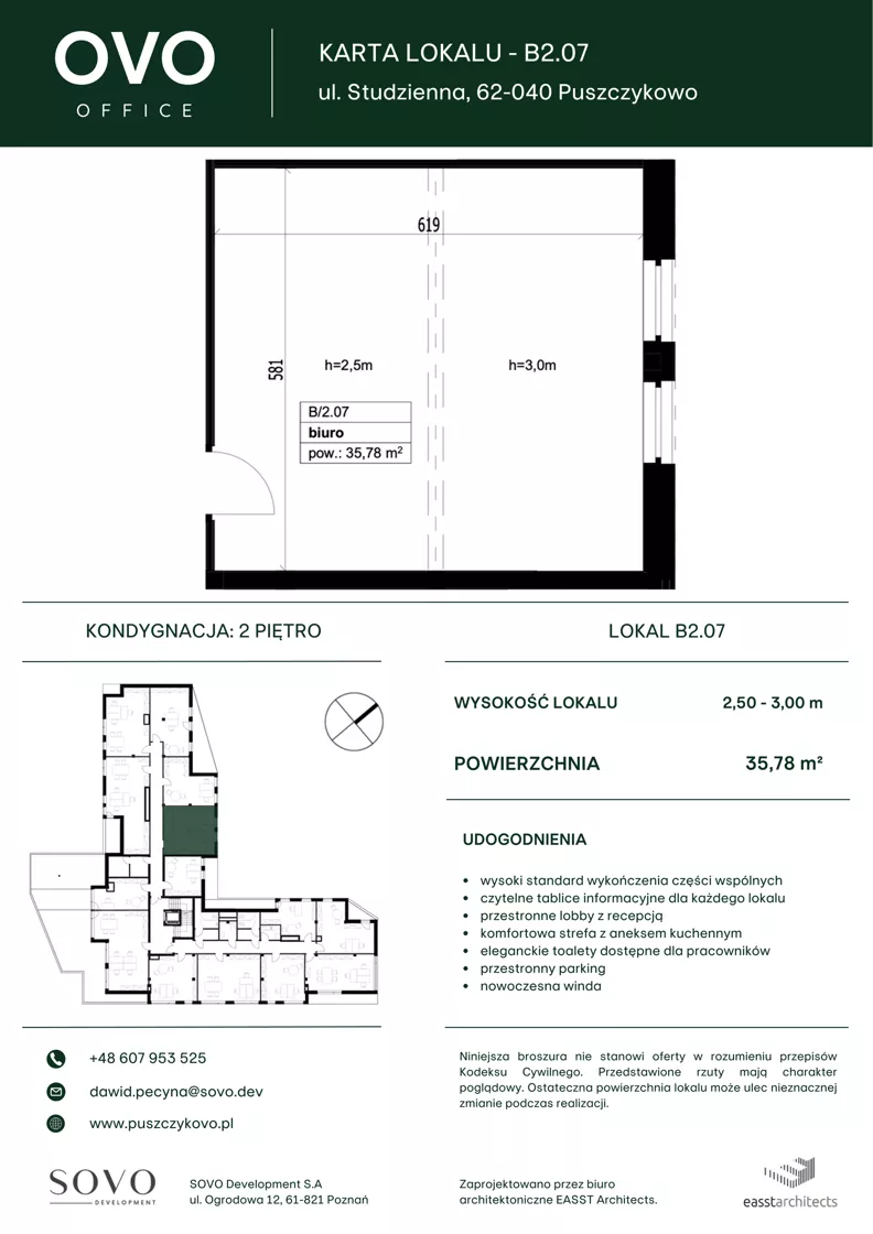 Biuro 35,78 m², oferta nr B/2/07, OVO Office, Puszczykowo, ul. Studzienna