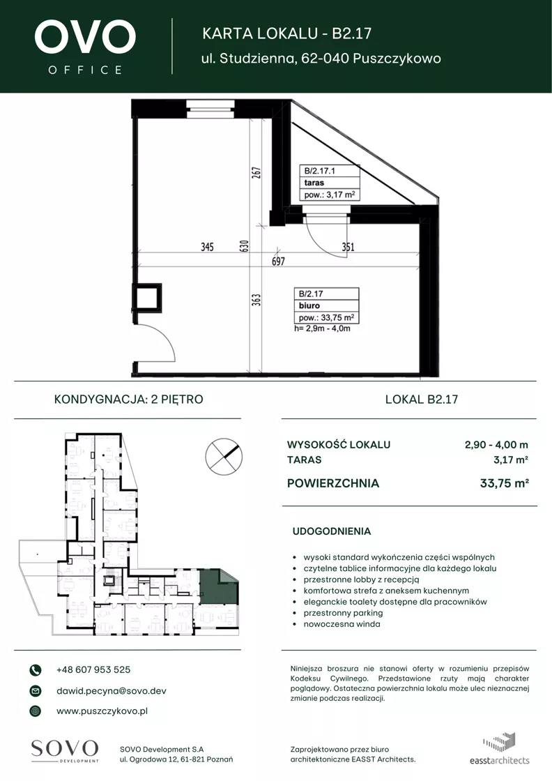 Biuro 33,66 m², oferta nr B/2/17, OVO Office, Puszczykowo, ul. Studzienna