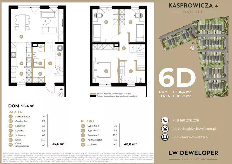 Dom 96,40 m², oferta nr 6D, Osiedle Kasprowicza 4 - domy, Łódź, Widzew, Nowosolna, ul. Kasprowicza 4
