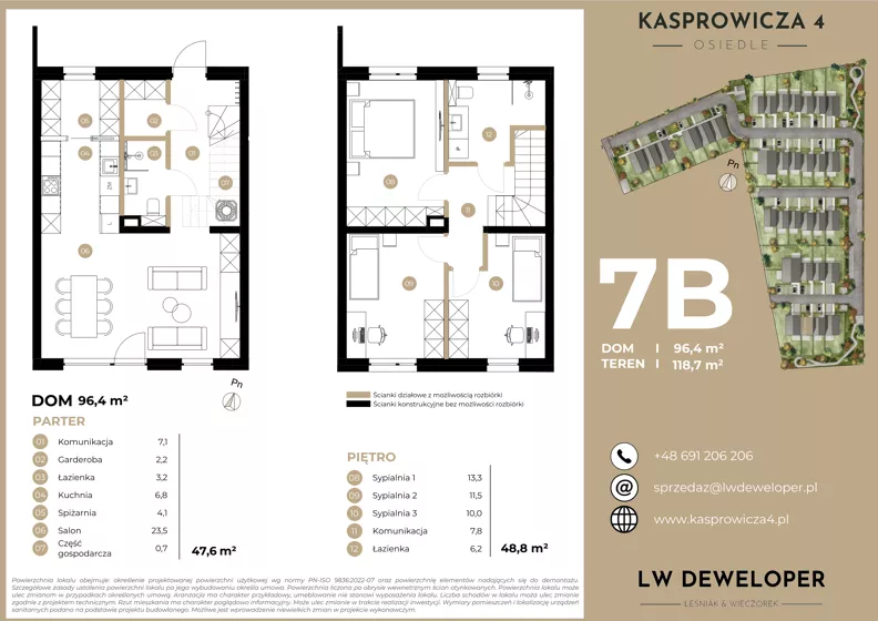 Dom 96,40 m², oferta nr 7B, Osiedle Kasprowicza 4 - domy, Łódź, Widzew, Nowosolna, ul. Kasprowicza 4