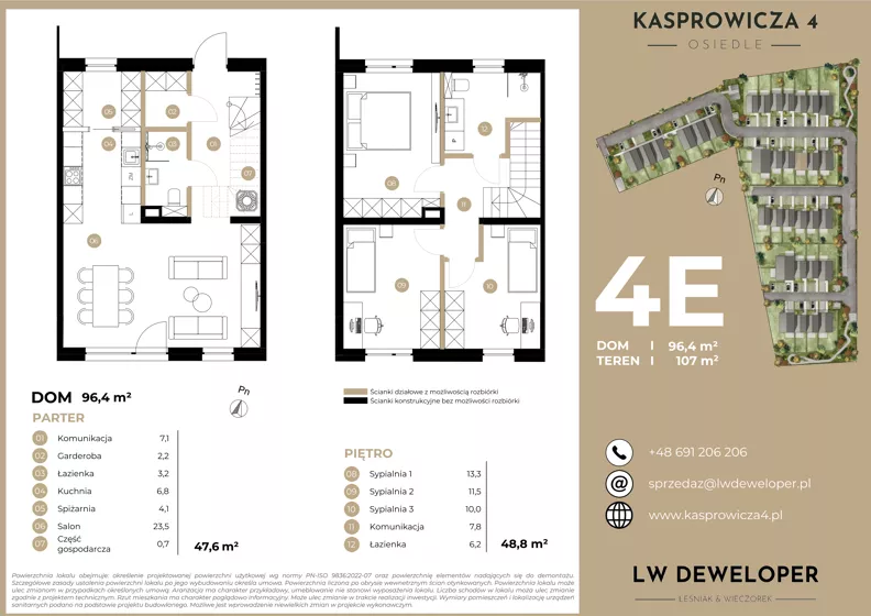 Dom 96,40 m², oferta nr 4E, Osiedle Kasprowicza 4 - domy, Łódź, Widzew, Nowosolna, ul. Kasprowicza 4
