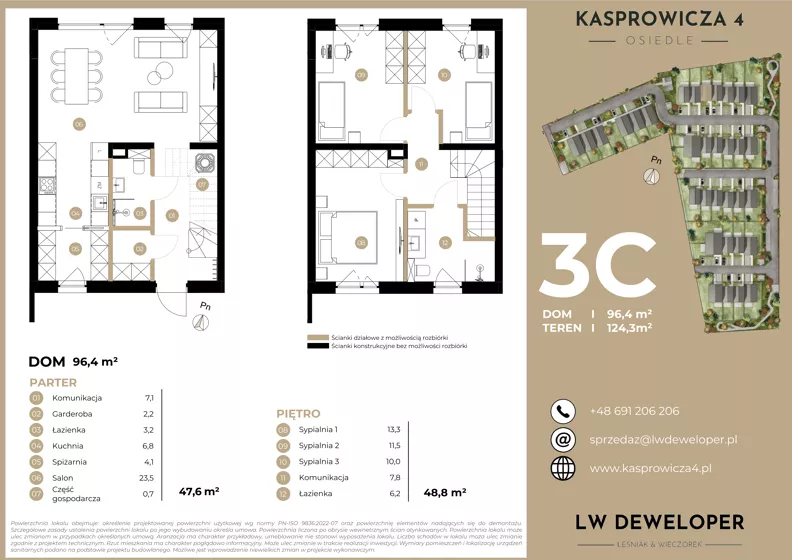 Dom 96,40 m², oferta nr 3C, Osiedle Kasprowicza 4 - domy, Łódź, Widzew, Nowosolna, ul. Kasprowicza 4