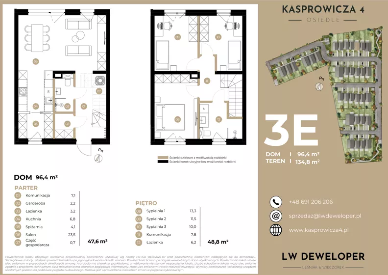 Dom 96,40 m², oferta nr 3E, Osiedle Kasprowicza 4 - domy, Łódź, Widzew, Nowosolna, ul. Kasprowicza 4