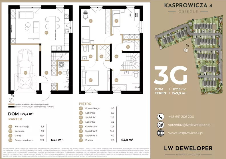 Dom i rezydencja 127,30 m², oferta nr 3G, Osiedle Kasprowicza 4 - domy, Łódź, Widzew, Nowosolna, ul. Kasprowicza 4