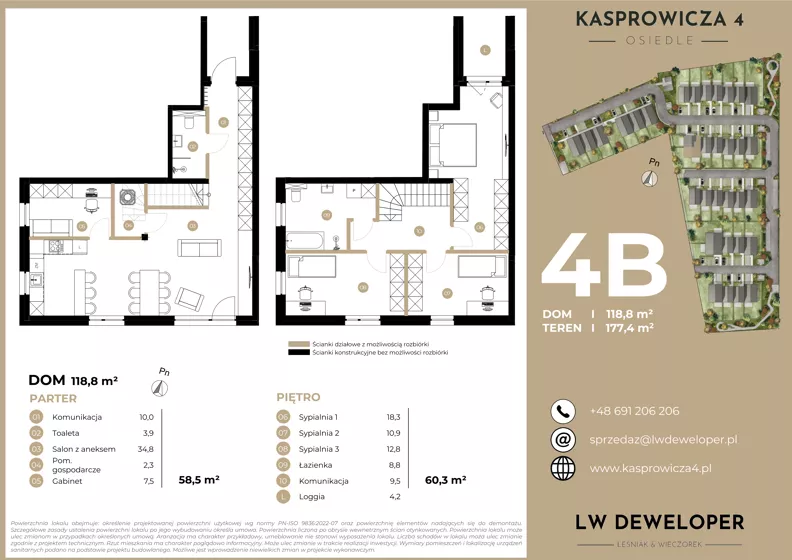 Dom i rezydencja 118,80 m², oferta nr 4B, Osiedle Kasprowicza 4 - domy, Łódź, Widzew, Nowosolna, ul. Kasprowicza 4