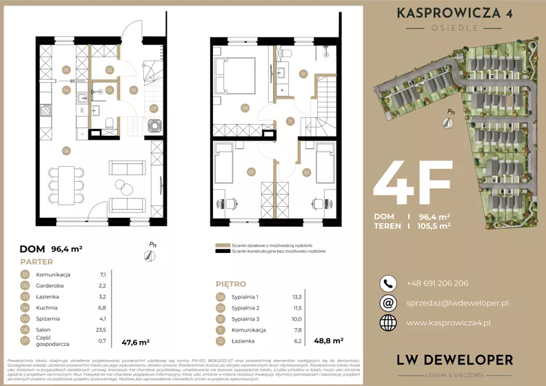 Dom 96,40 m², oferta nr 4F, Osiedle Kasprowicza 4 - domy, Łódź, Widzew, Nowosolna, ul. Kasprowicza 4