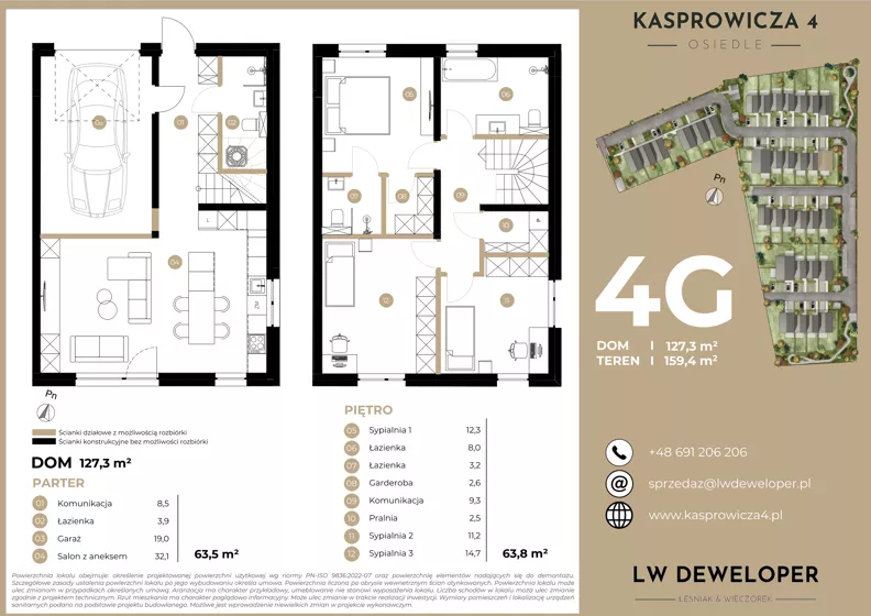 Dom 127,30 m², oferta nr 4G, Osiedle Kasprowicza 4 - domy, Łódź, Widzew, Nowosolna, ul. Kasprowicza 4