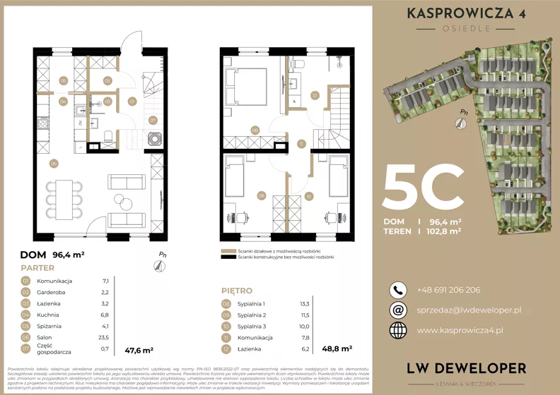 Dom 96,40 m², oferta nr 5C, Osiedle Kasprowicza 4 - domy, Łódź, Widzew, Nowosolna, ul. Kasprowicza 4