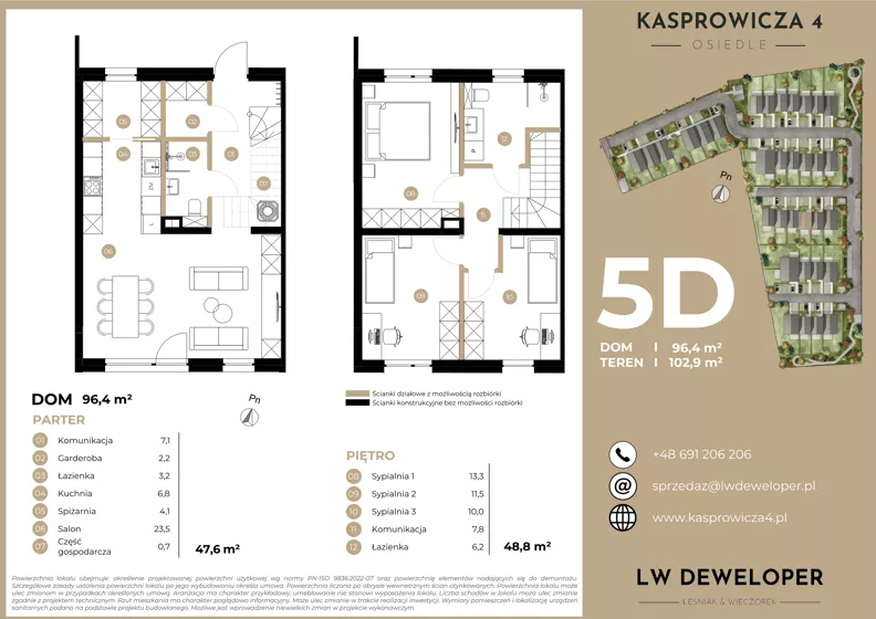 Dom 96,40 m², oferta nr 5D, Osiedle Kasprowicza 4 - domy, Łódź, Widzew, Nowosolna, ul. Kasprowicza 4