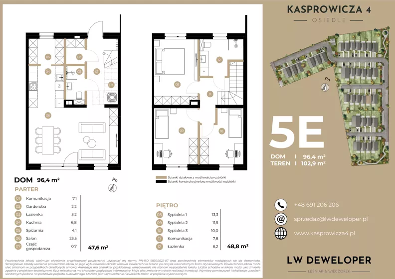Dom 96,40 m², oferta nr 5E, Osiedle Kasprowicza 4 - domy, Łódź, Widzew, Nowosolna, ul. Kasprowicza 4