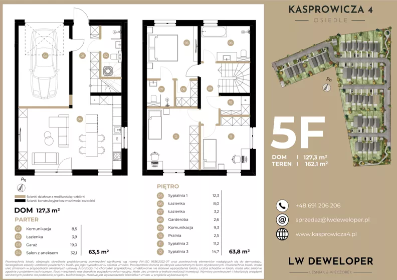 Dom 127,30 m², oferta nr 5F, Osiedle Kasprowicza 4 - domy, Łódź, Widzew, Nowosolna, ul. Kasprowicza 4