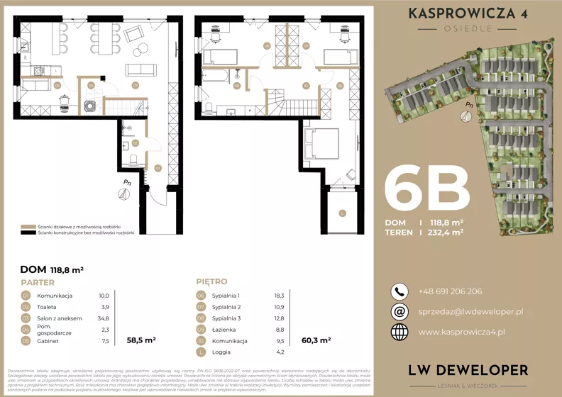 Dom 118,80 m², oferta nr 6B, Osiedle Kasprowicza 4 - domy, Łódź, Widzew, Nowosolna, ul. Kasprowicza 4