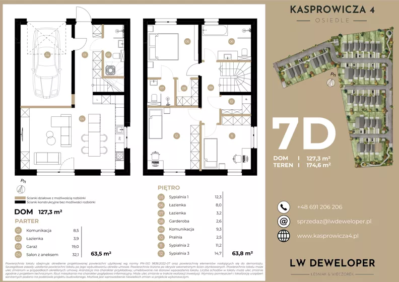 Dom 127,30 m², oferta nr 7D, Osiedle Kasprowicza 4 - domy, Łódź, Widzew, Nowosolna, ul. Kasprowicza 4