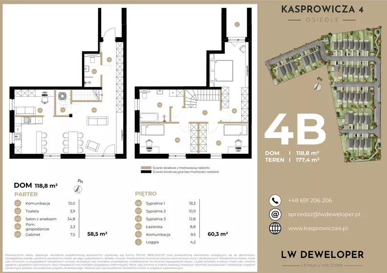 Dom i rezydencja 118,80 m², oferta nr 4B, Osiedle Kasprowicza 4 - domy, Łódź, Widzew, Nowosolna, ul. Kasprowicza 4