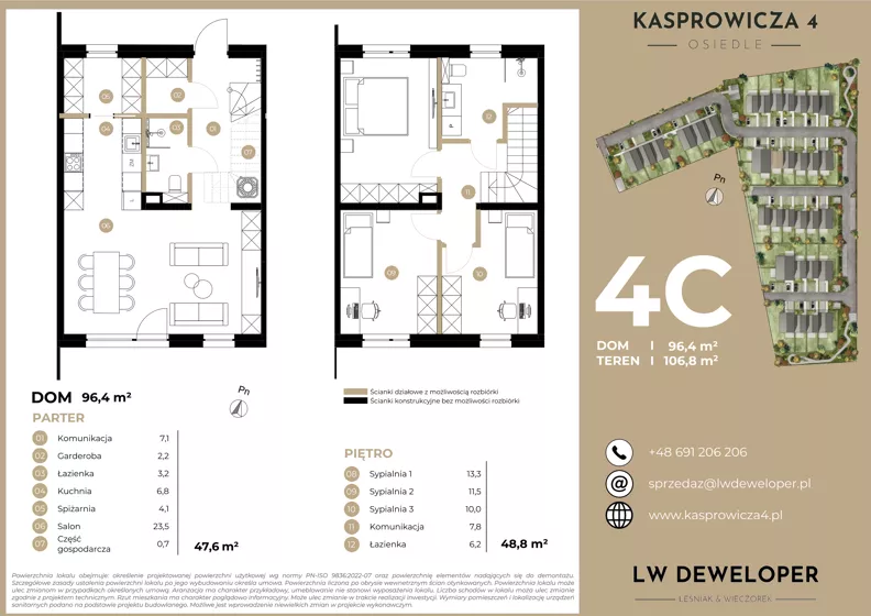 Dom i rezydencja 96,40 m², oferta nr 4C, Osiedle Kasprowicza 4 - domy, Łódź, Widzew, Nowosolna, ul. Kasprowicza 4
