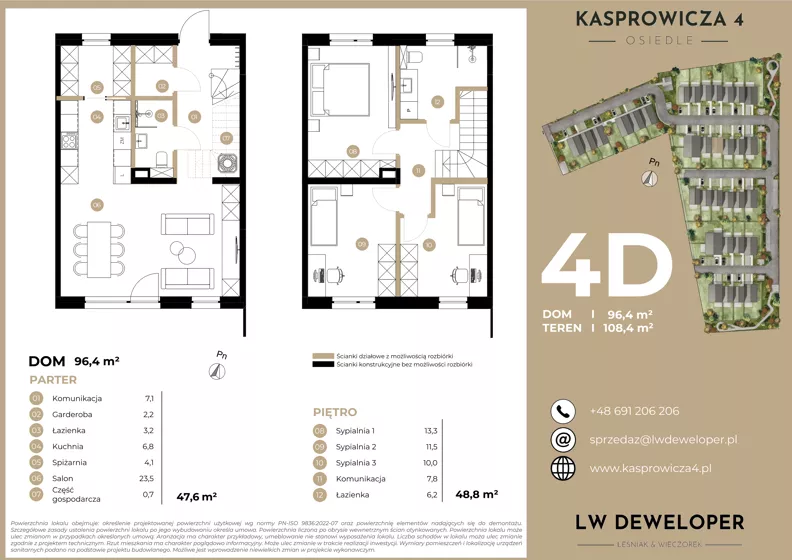 Dom i rezydencja 96,40 m², oferta nr 4D, Osiedle Kasprowicza 4 - domy, Łódź, Widzew, Nowosolna, ul. Kasprowicza 4
