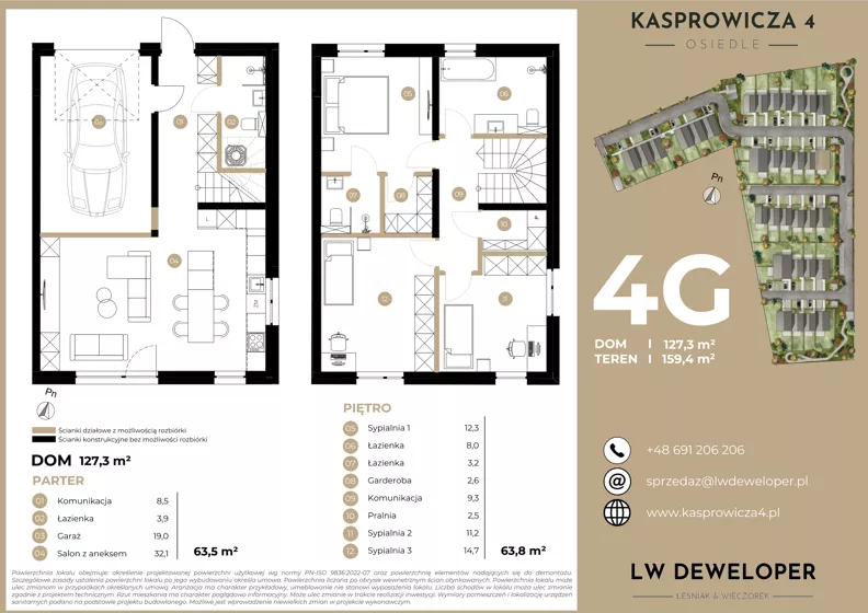 Dom i rezydencja 127,30 m², oferta nr 4G, Osiedle Kasprowicza 4 - domy, Łódź, Widzew, Nowosolna, ul. Kasprowicza 4