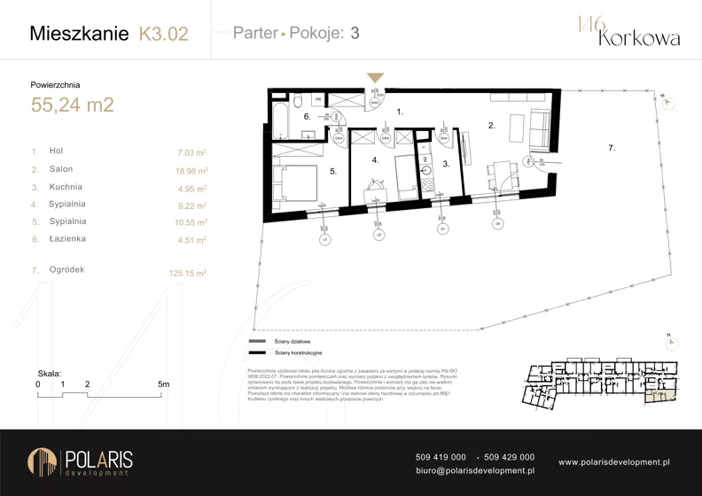 3 pokoje, mieszkanie 55,24 m², parter, oferta nr K3.02, Korkowa 146, Warszawa, Wawer, ul. Korkowa 146