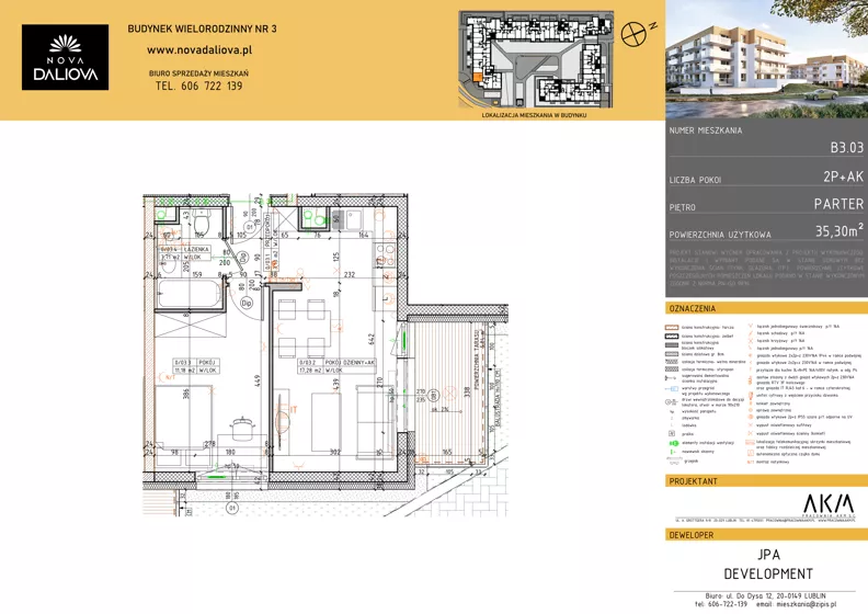 2 pokoje, mieszkanie 35,30 m², parter, oferta nr B3.03, Nova Daliova bud. B3, Lublin, Ponikwoda, ul. Daliowa