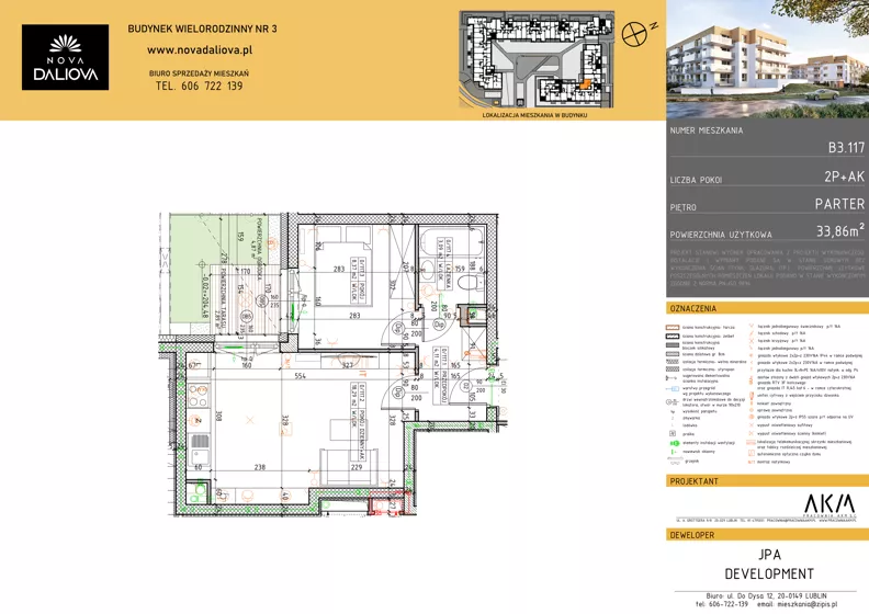 2 pokoje, mieszkanie 33,86 m², parter, oferta nr B3.117, Nova Daliova bud. B3, Lublin, Ponikwoda, ul. Daliowa