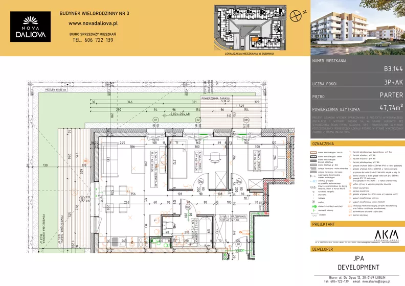 3 pokoje, mieszkanie 47,74 m², parter, oferta nr B3.144, Nova Daliova bud. B3, Lublin, Ponikwoda, ul. Daliowa