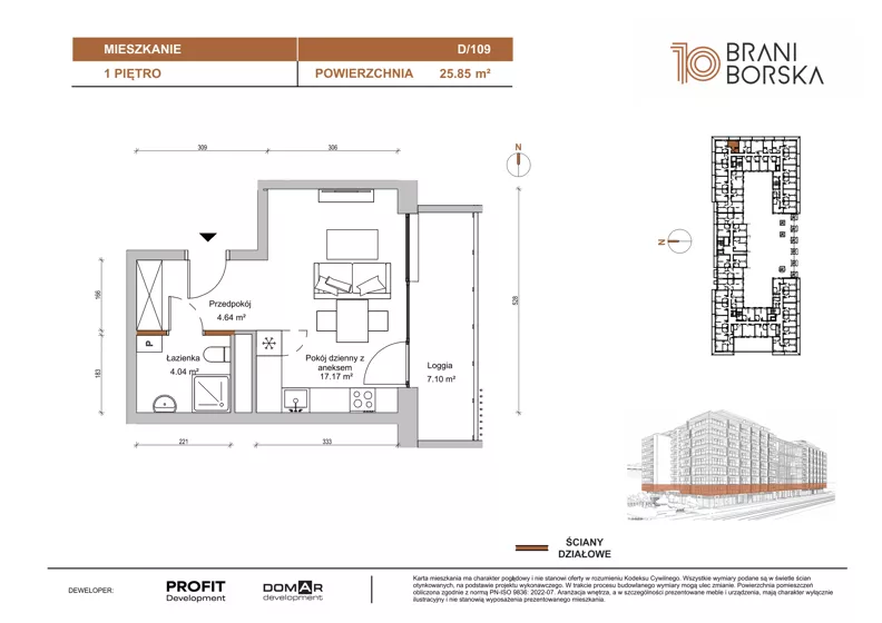 1 pokój, mieszkanie 25,85 m², piętro 1, oferta nr BN10/D/109, Braniborska 10 , Wrocław, Stare Miasto, Śródmieście, ul. Braniborska 10