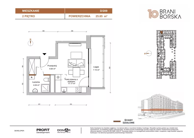 1 pokój, mieszkanie 25,85 m², piętro 2, oferta nr BN10/D/209, Braniborska 10 , Wrocław, Stare Miasto, Śródmieście, ul. Braniborska 10