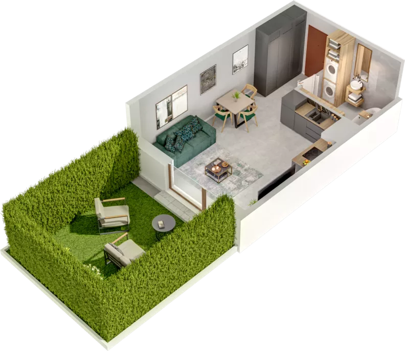 1 pokój, mieszkanie 29,61 m², parter, oferta nr B2, Witosa Park, Poznań, Winiary, Winiary, ul. Piątkowska 165 A-B