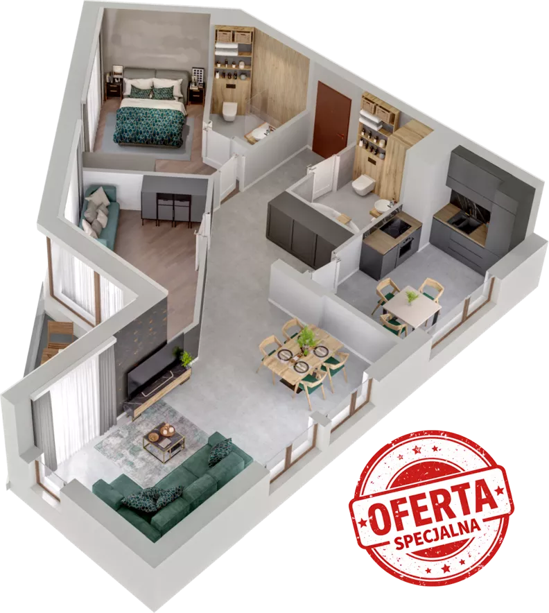 3 pokoje, mieszkanie 80,71 m², piętro 2, oferta nr A6, Witosa Park, Poznań, Winiary, Winiary, ul. Piątkowska 165 A-B