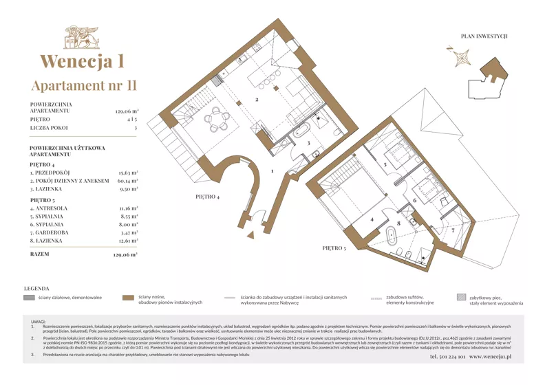 3 pokoje, mieszkanie 122,55 m², piętro 4, oferta nr LM11, Wenecja 1, Kraków, Stare Miasto, Piasek, ul. Wenecja / Garncarska