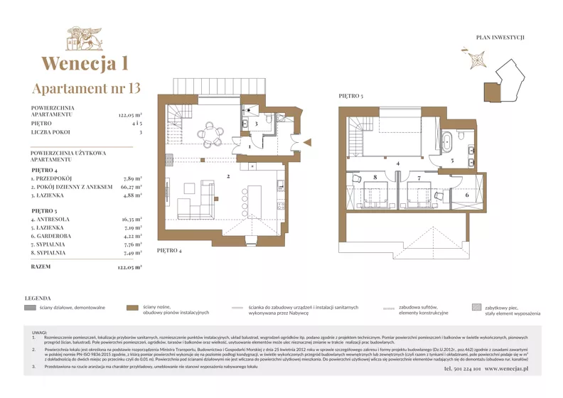 3 pokoje, mieszkanie 115,85 m², piętro 4, oferta nr LM13, Wenecja 1, Kraków, Stare Miasto, Piasek, ul. Wenecja / Garncarska