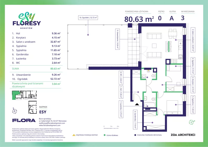 3 pokoje, apartament 80,63 m², parter, oferta nr E-3, Esy Floresy, Warszawa, Mokotów, Mokotów, ul. Cybernetyki 7B