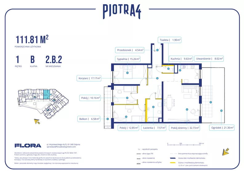 4 pokoje, apartament 111,81 m², piętro 1, oferta nr 2.B.2, Piotra 4, Gdynia, Śródmieście, ul. Św. Piotra 4