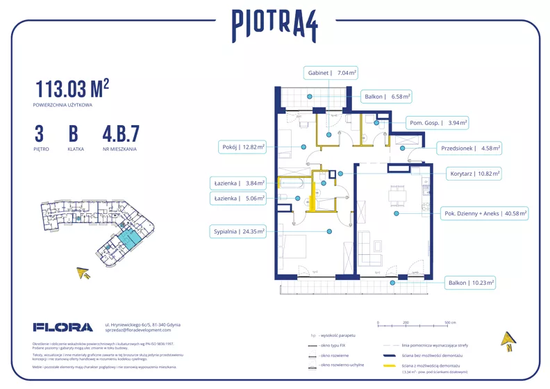 4 pokoje, apartament 113,03 m², piętro 3, oferta nr 4.B.7, Piotra 4, Gdynia, Śródmieście, ul. Św. Piotra 4